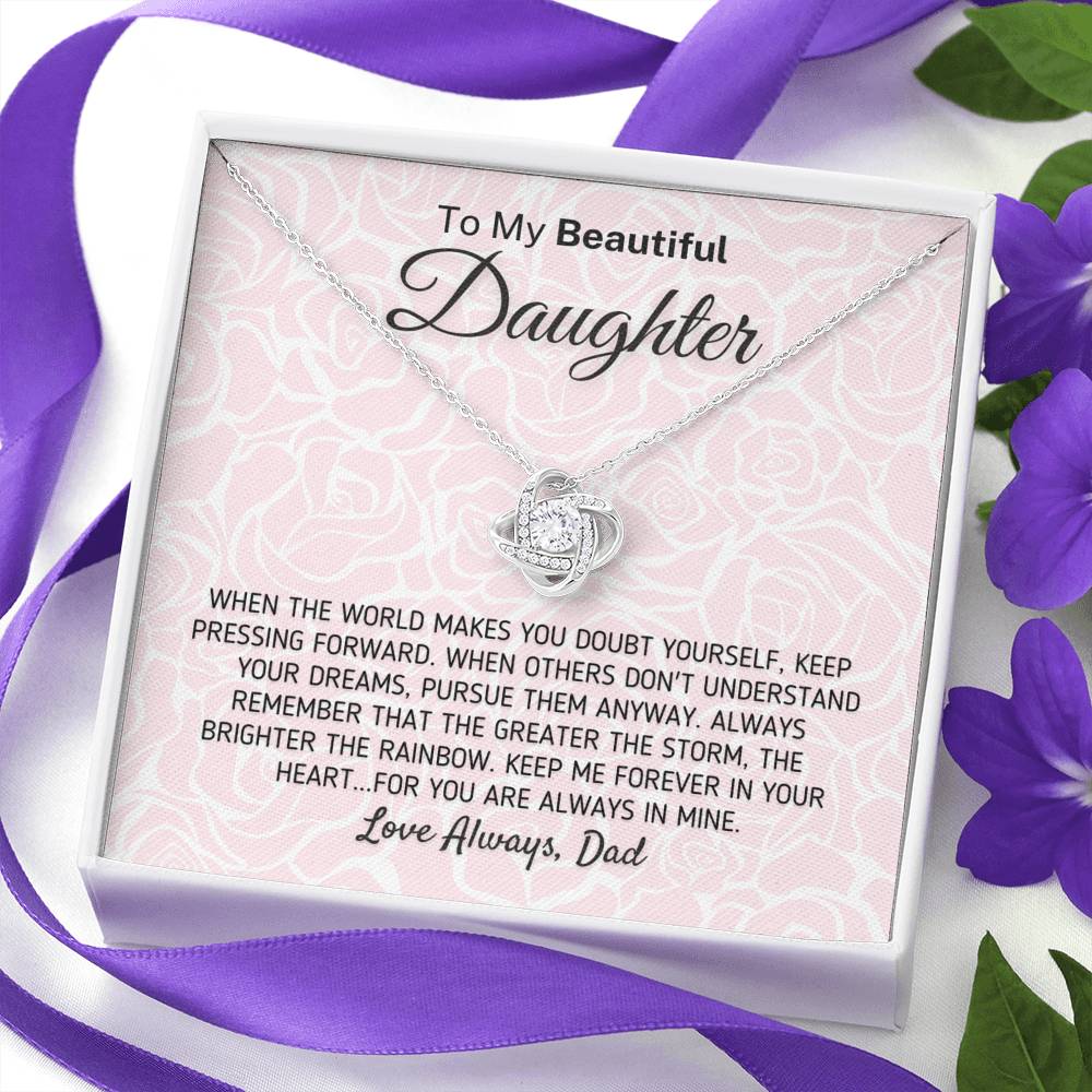 "To My Beautiful Daughter - The Greater The Storm" Love Dad Necklace (0117) Jewelry