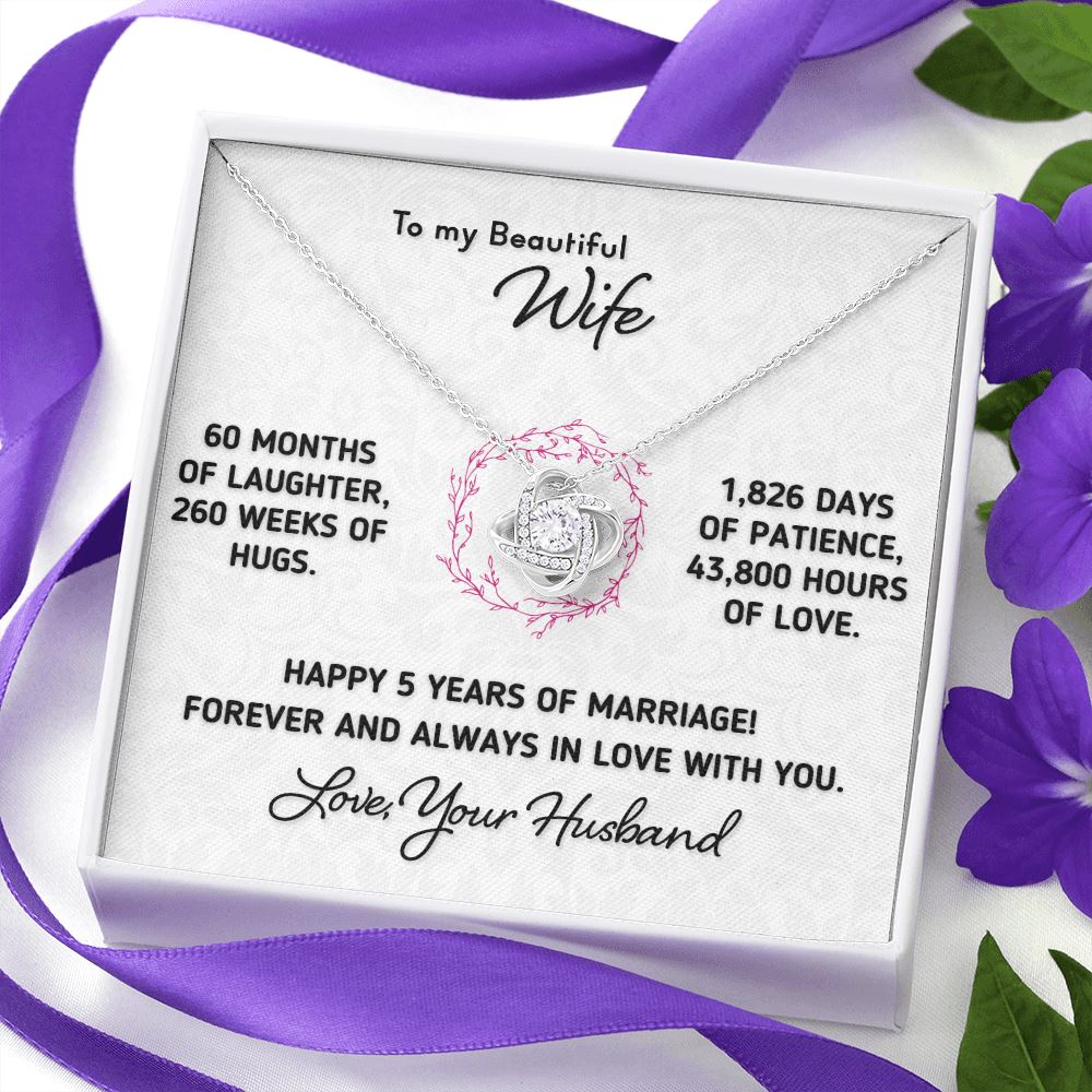 Gift for Wife - Happy 5 Year Anniversary Necklace Jewelry