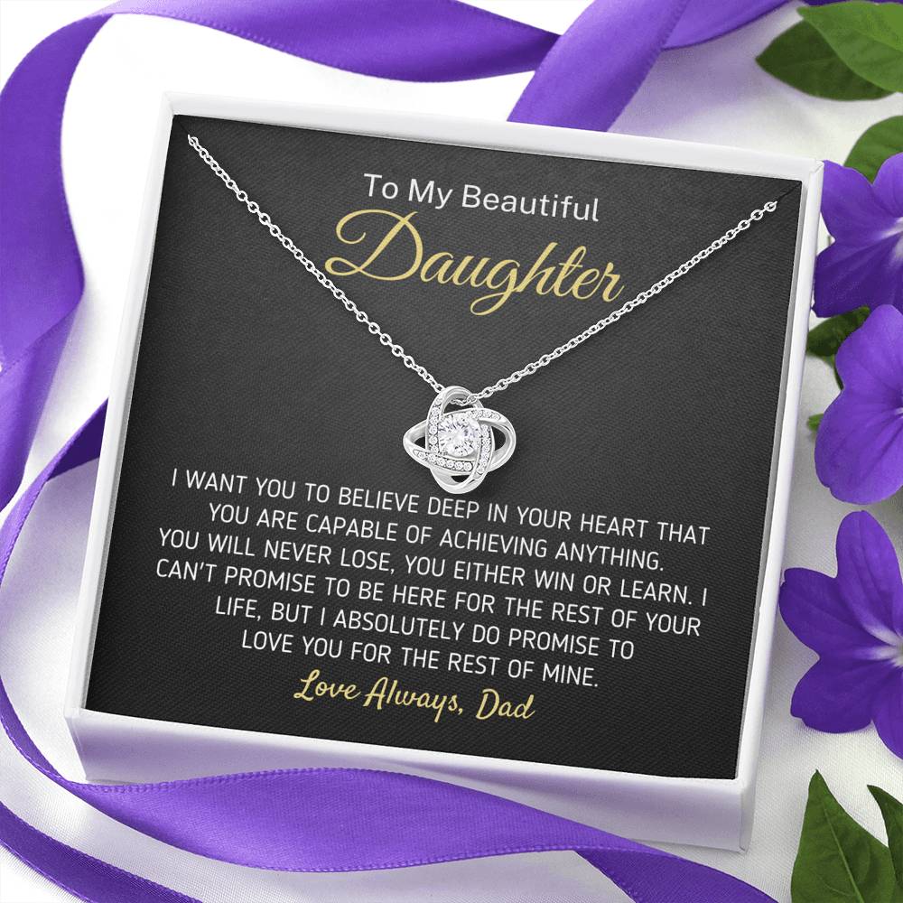 "To My Beautiful Daughter - Love You For The Rest Of Mine" Knot Necklace Jewelry