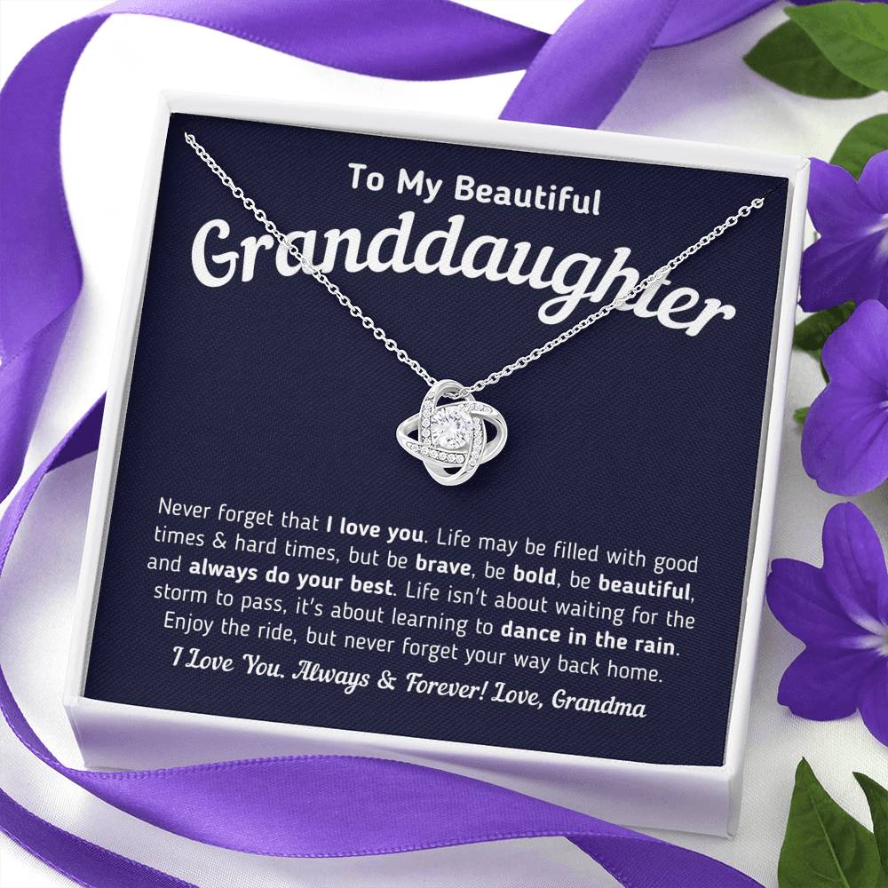 To My Beautiful Granddaughter - Never Forget That I Love You (Knot Necklace) Jewelry