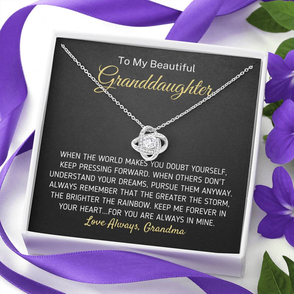 "To My Beautiful Granddaughter - The Greater The Storm" Love Grandma Necklace (0098) Jewelry 
