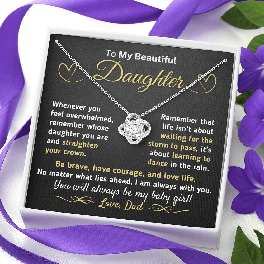 Gift for Daughter From Dad - "Straighten Your Crown" Knot Necklace Jewelry