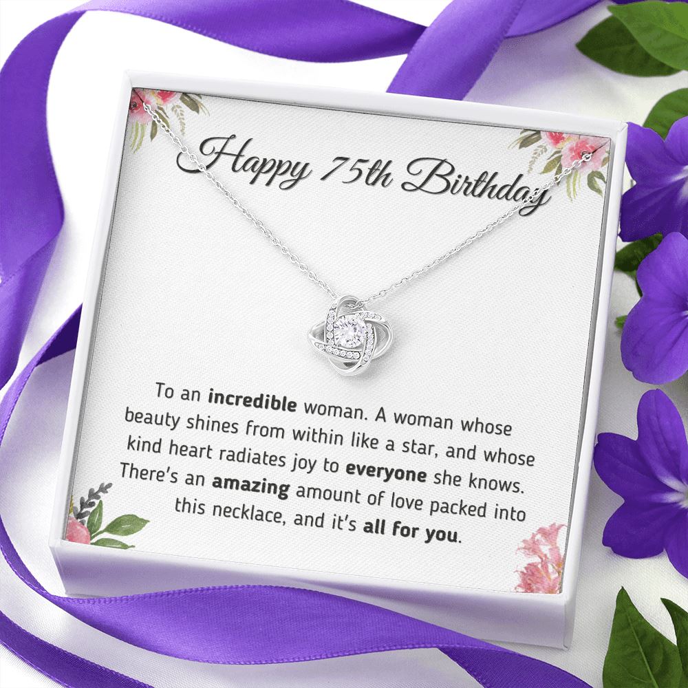 Happy 75th Birthday Gift - Necklace and Message Card Jewelry