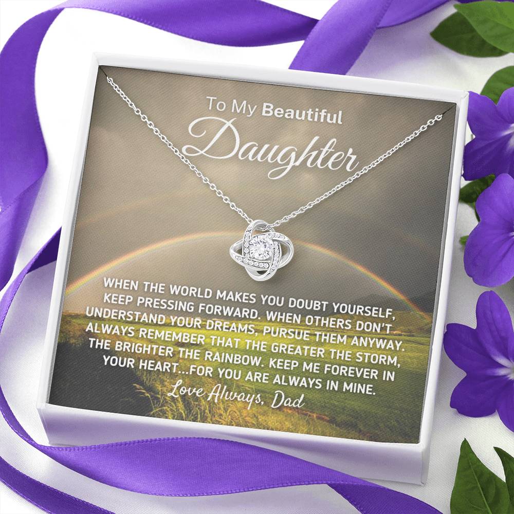 "To My Beautiful Daughter - The Greater The Storm" Love Dad Necklace (0109) Jewelry