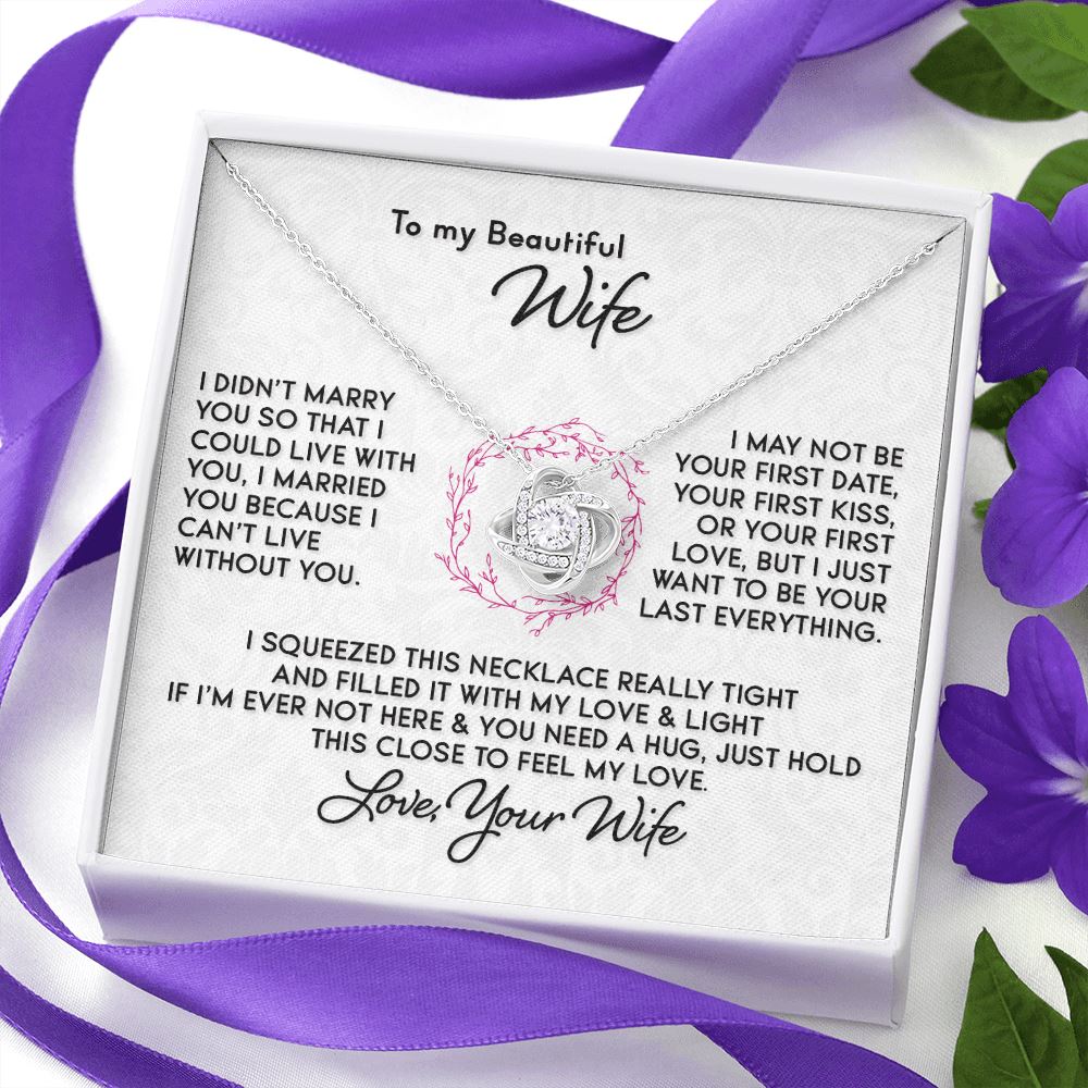 Gift for Wife Love Your Wife "I Can't Live Without You" Knot Necklace (Same-sex Version) Jewelry