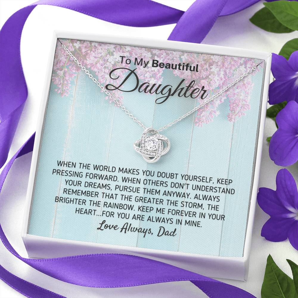 "To My Beautiful Daughter - The Greater The Storm" Love Dad Necklace (0118) Jewelry