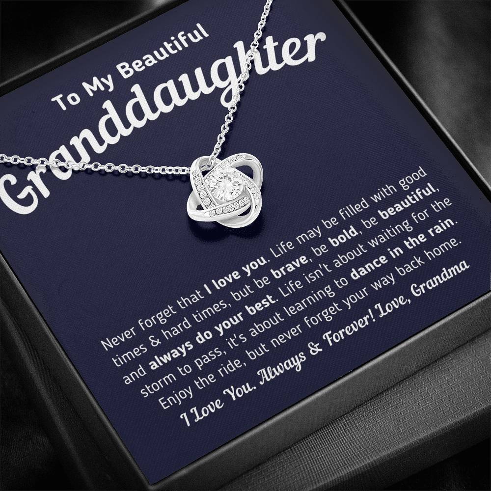 To My Beautiful Granddaughter - Never Forget That I Love You (Knot Necklace) Jewelry
