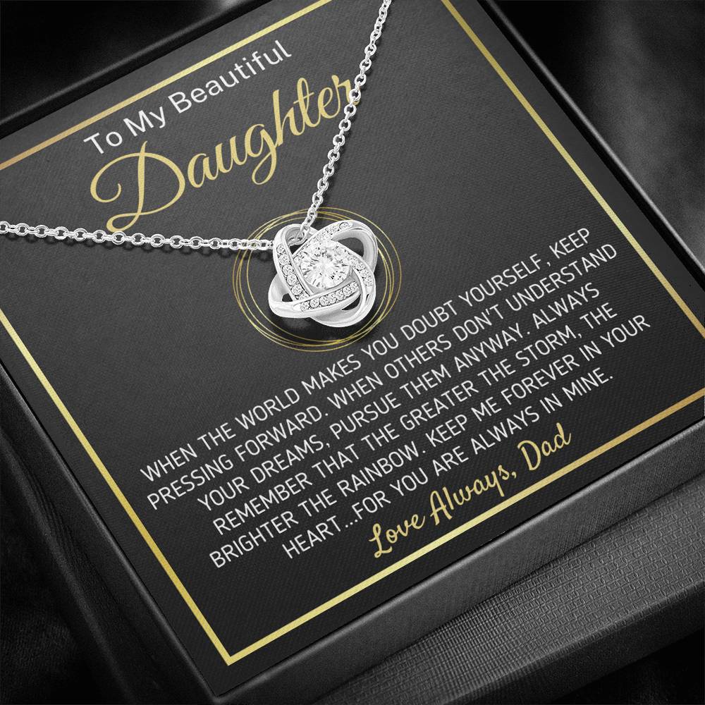 "To My Beautiful Daughter - The Greater The Storm" Love Dad Necklace (0106) Jewelry
