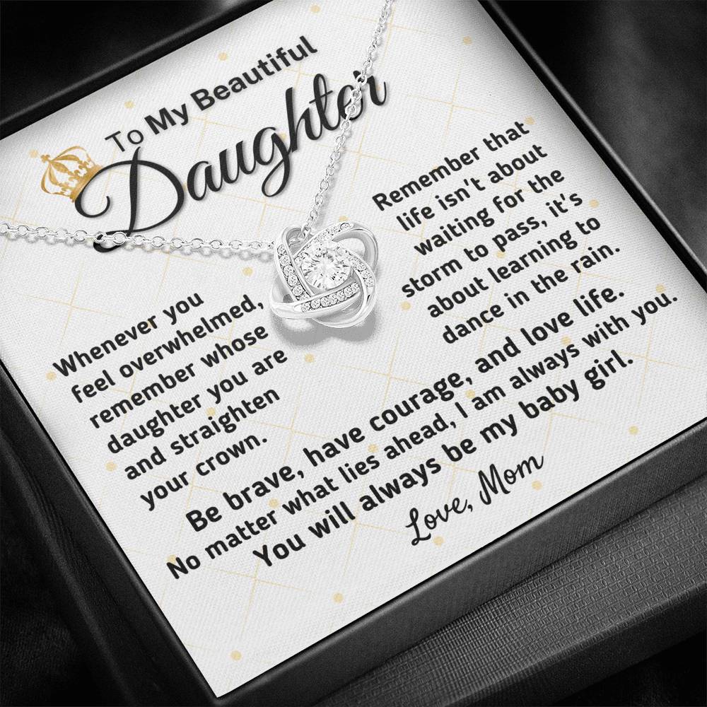 Gift for Daughter From Mom - "Straighten Your Crown" Knot Necklace (0127) Jewelry Two-Toned Gift Box