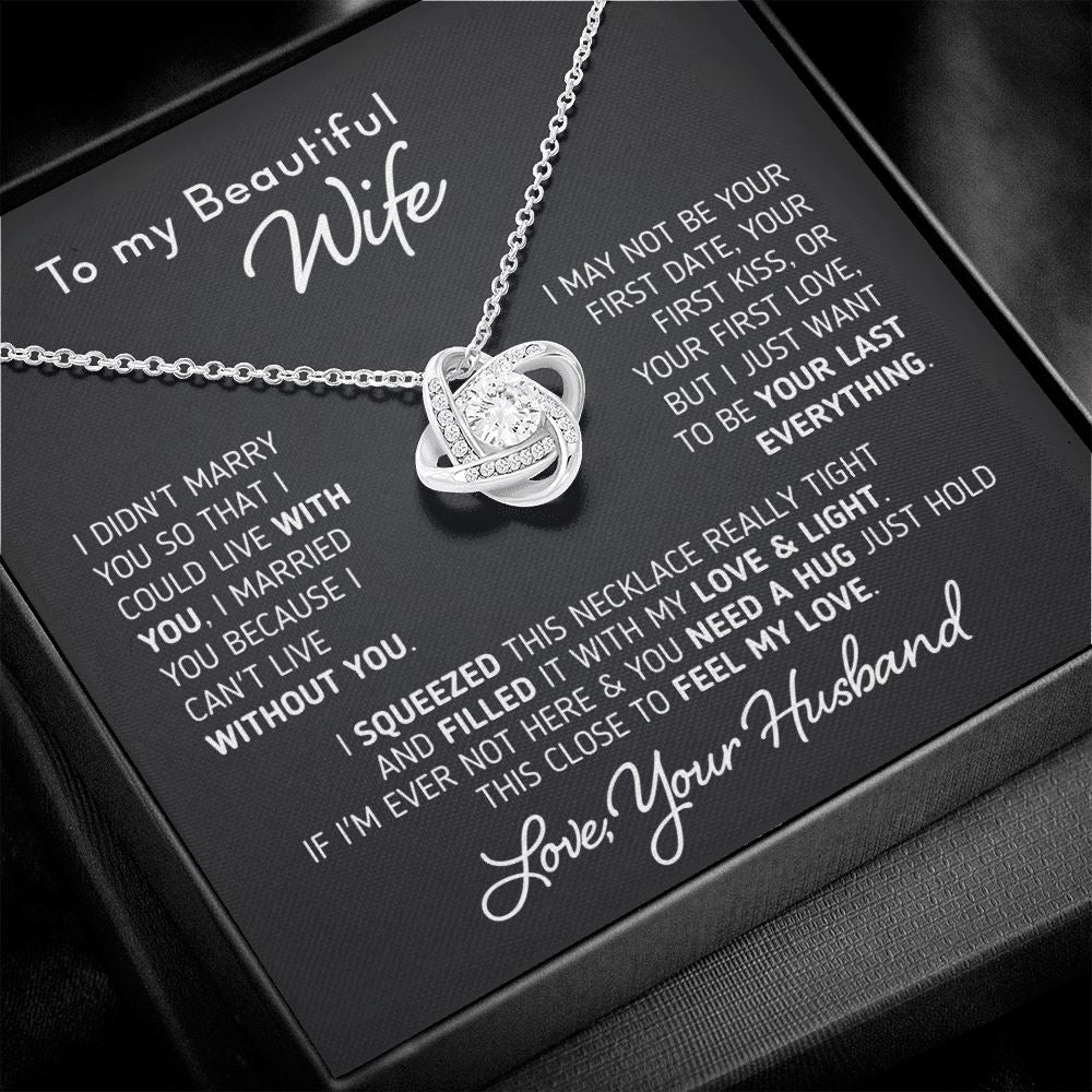 Gift for Wife "I Can't Live Without You" Necklace Jewelry