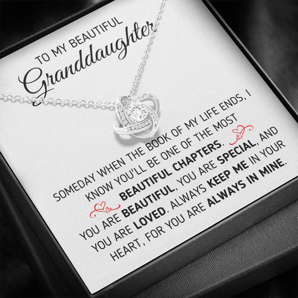 "To My Beautiful Granddaughter - Book Of My Life" Eternal Love Knot Necklace (0076) Jewelry