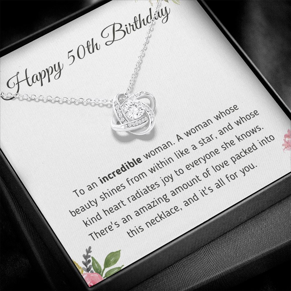 Happy 50th Birthday Gift - Necklace and Message Card Jewelry