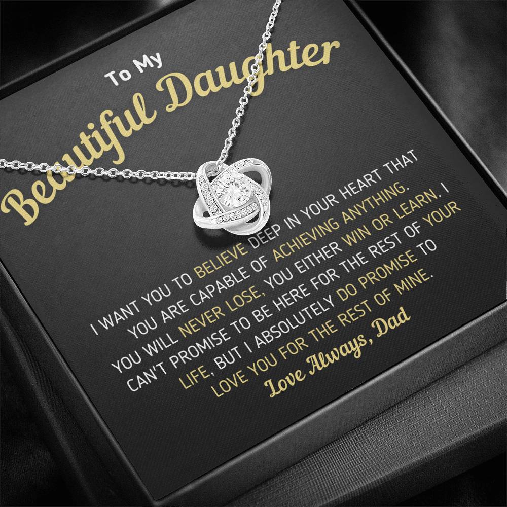 "To My Beautiful Daughter - Love You For The Rest Of Mine" Knot Necklace Jewelry