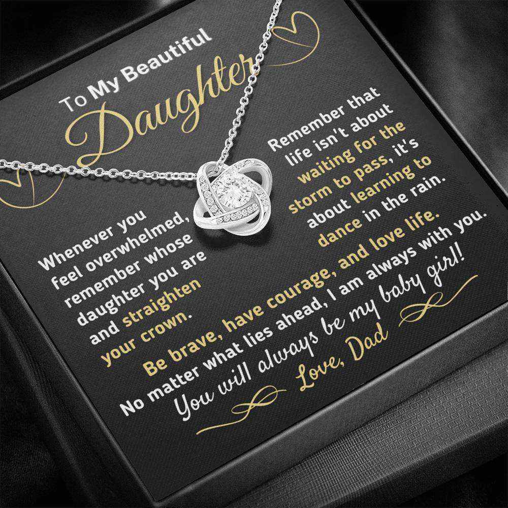 Gift for Daughter From Dad - "Straighten Your Crown" Knot Necklace Jewelry 