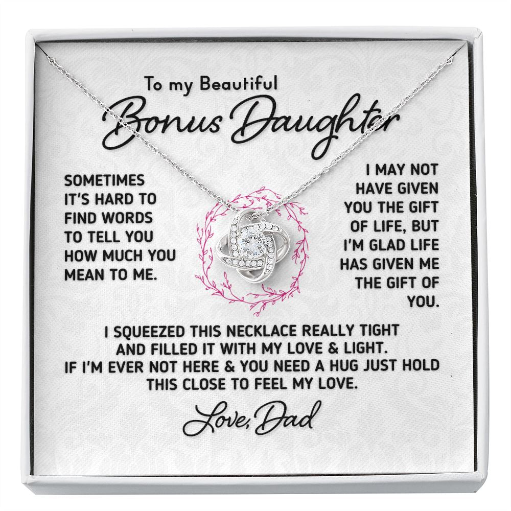 Gift for Bonus Daughter - "Gift Of You" Necklace From Dad Jewelry Two Toned Box