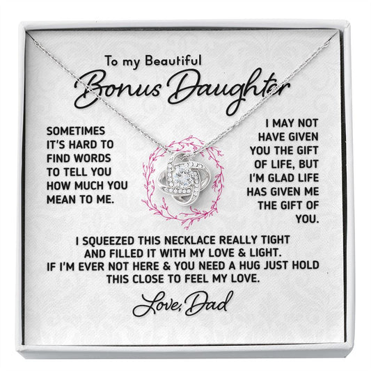 Gift for Bonus Daughter - "Gift Of You" Necklace From Dad Jewelry Two Toned Box