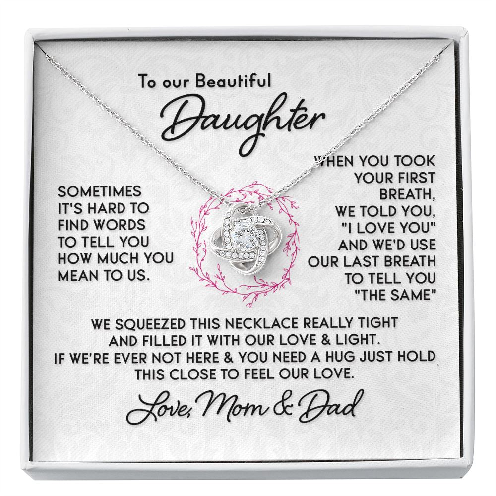 Gift for Daughter from Mom and Dad - "First Breath" Necklace Jewelry Two-Toned Gift Box