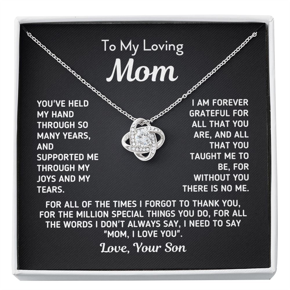 Gift for Mom From Son - "Without You There Is No Me" Necklace Jewelry Two-Toned Gift Box