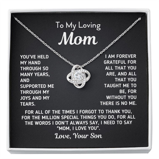 Gift for Mom From Son - "Without You There Is No Me" Necklace Jewelry Two-Toned Gift Box