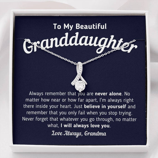 To My Granddaughter "You Are Never Alone" Necklace Jewelry Standard Box