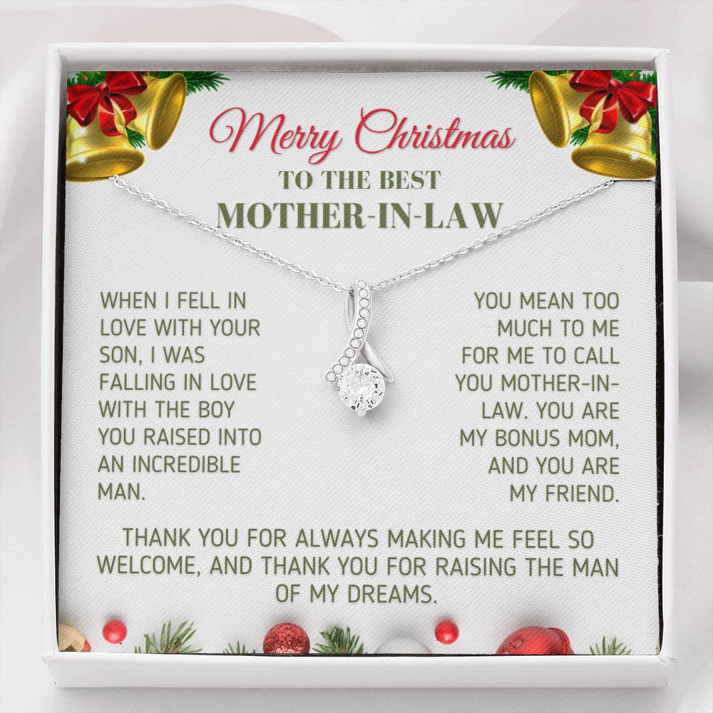 Christmas Gift for Mother In Law - You Are My Bonus Mom Jewelry Two-Toned Gift Box