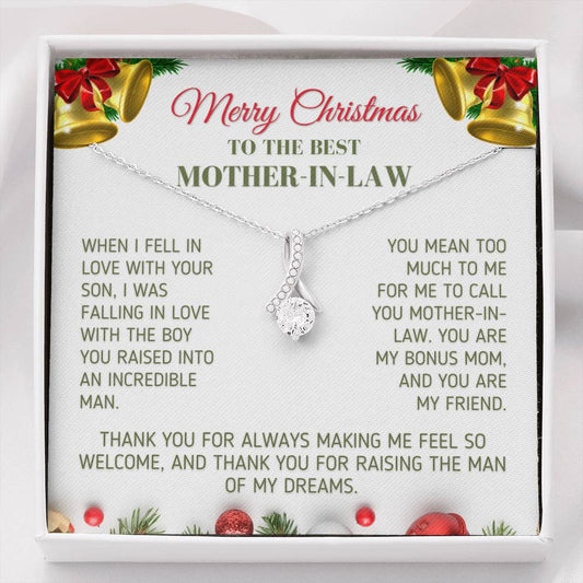 Christmas Gift for Mother In Law - You Are My Bonus Mom Jewelry Two-Toned Gift Box