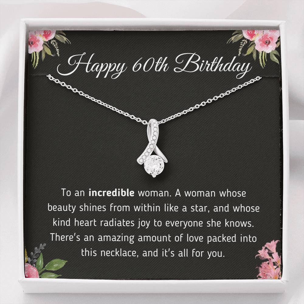 Happy 60th Birthday Alluring Necklace Jewelry Two-Toned Gift Box