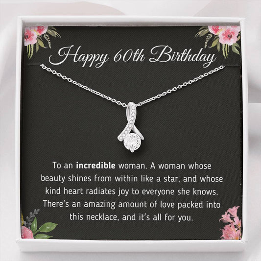 Happy 60th Birthday Alluring Necklace Jewelry Two-Toned Gift Box