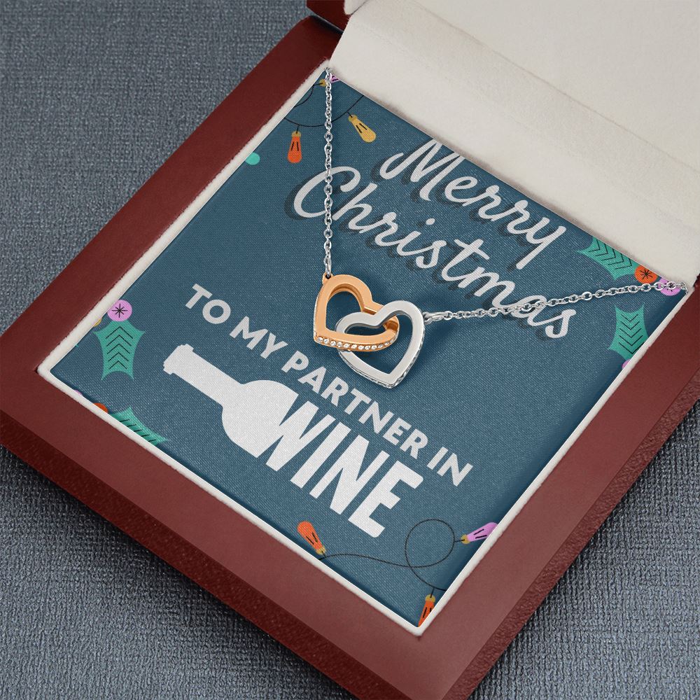 Merry Christmas To My Partner In Wine Necklace Jewelry Mahogany Style Luxury Box