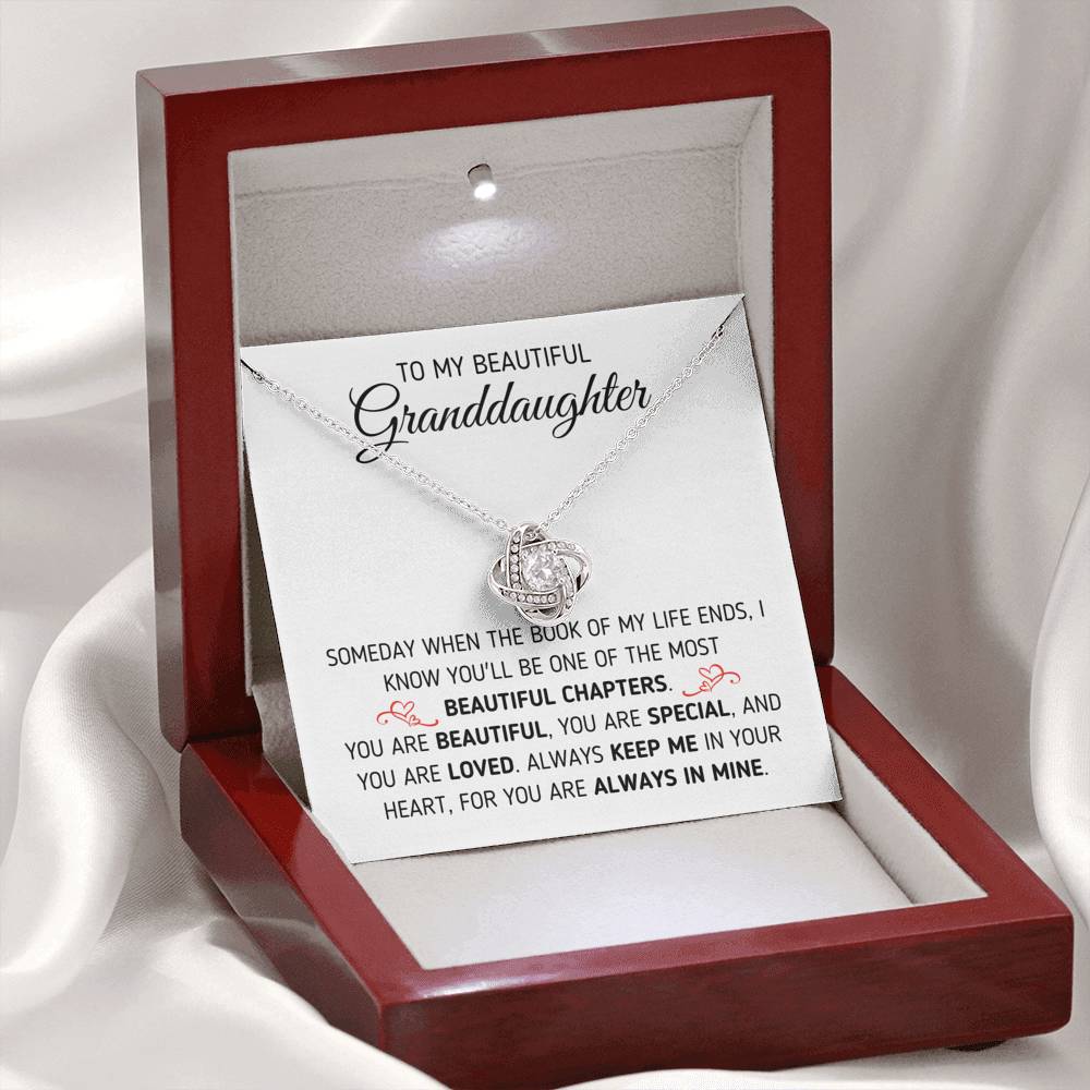 "To My Beautiful Granddaughter - Book Of My Life" Eternal Love Knot Necklace (0076) Jewelry