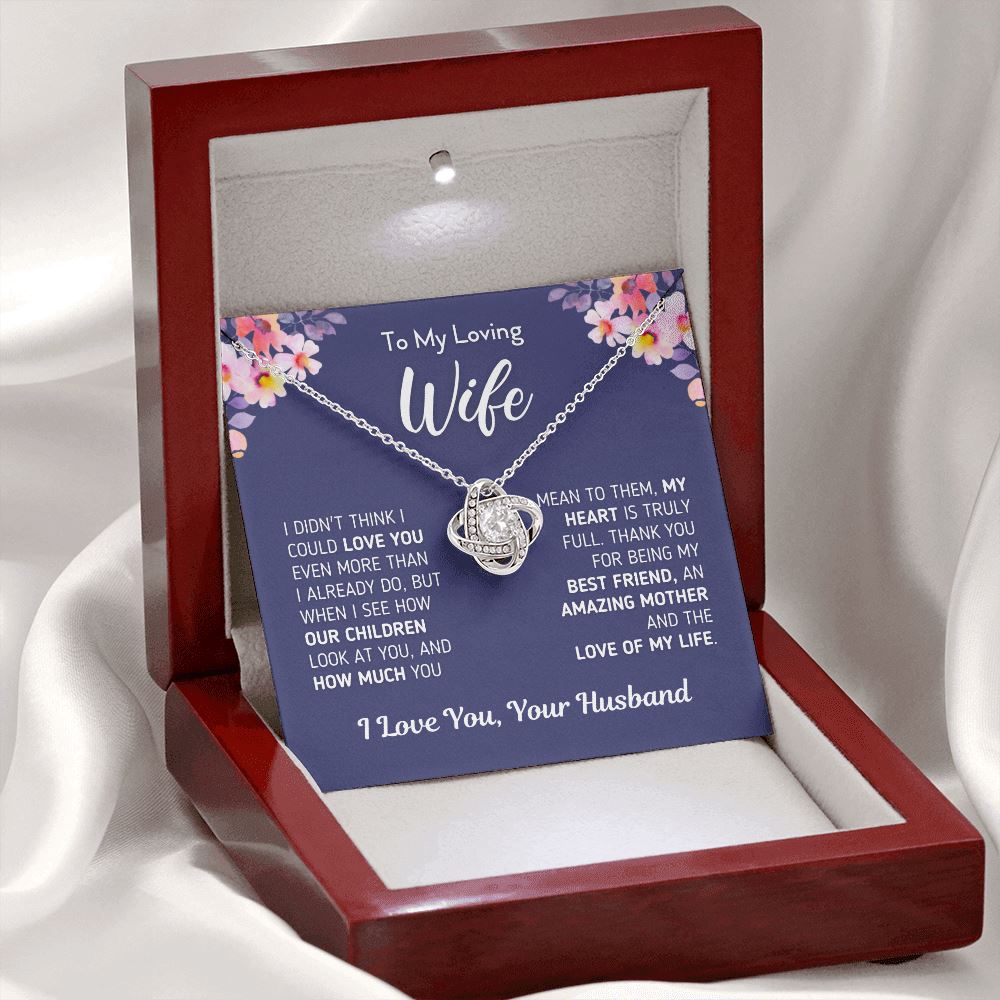 Gift For Wife "Love Of My Life" Necklace Jewelry Mahogany Style Luxury Box (w/LED)