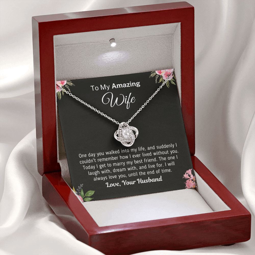 Wedding Day Gift for Wife - Today I Marry My Best Friend Jewelry Mahogany Style Luxury Box (w/LED)