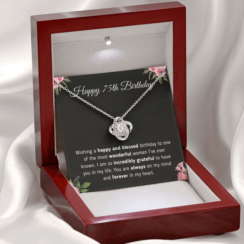Happy 75th Birthday Forever In My Heart Jewelry Mahogany Style Luxury Box (w/LED)