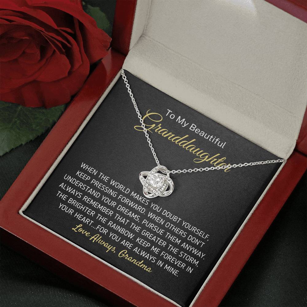 "To My Beautiful Granddaughter - The Greater The Storm" Love Grandma Necklace (0098) Jewelry