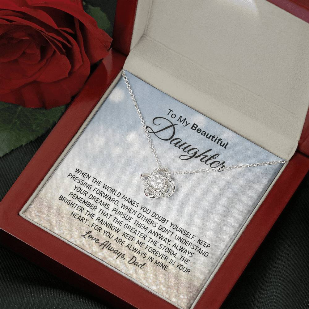 "To My Beautiful Daughter - The Greater The Storm" Love Dad Necklace (0113) Jewelry