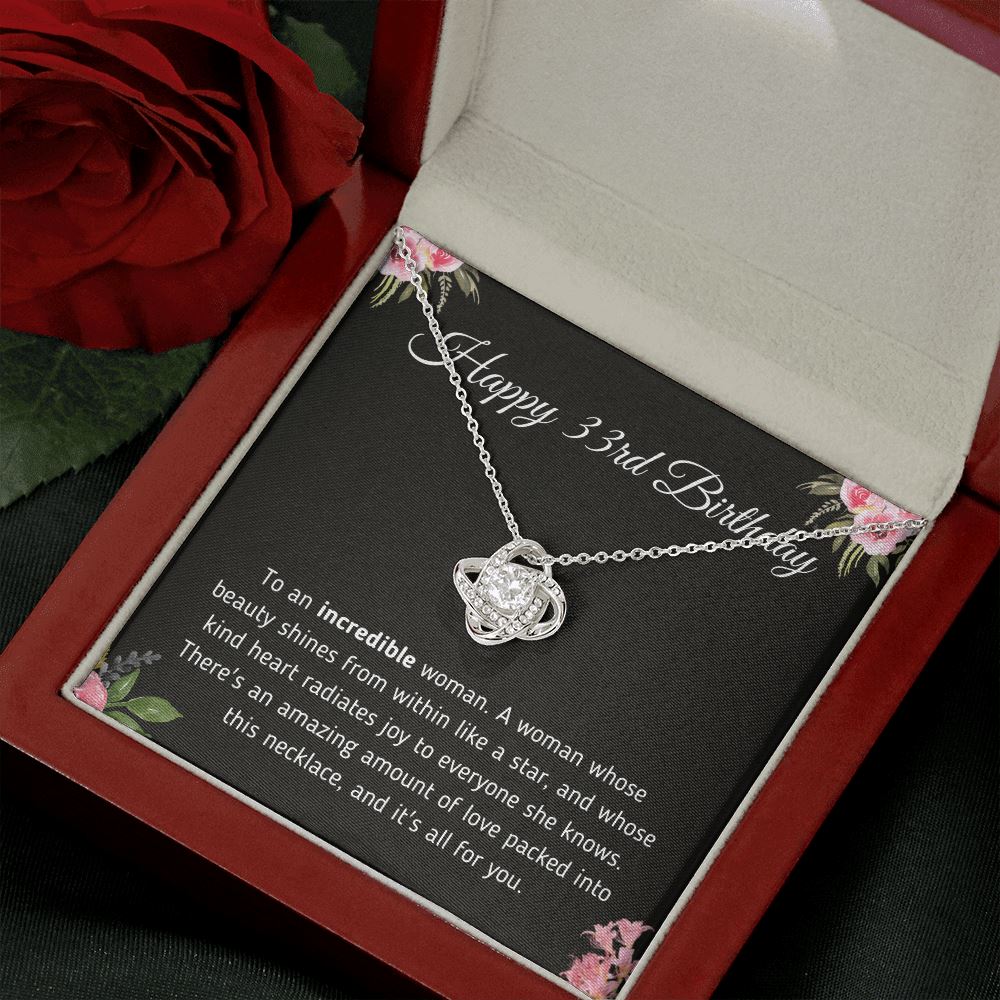 Happy 33rd Birthday "To An Incredible Woman" Necklace Jewelry