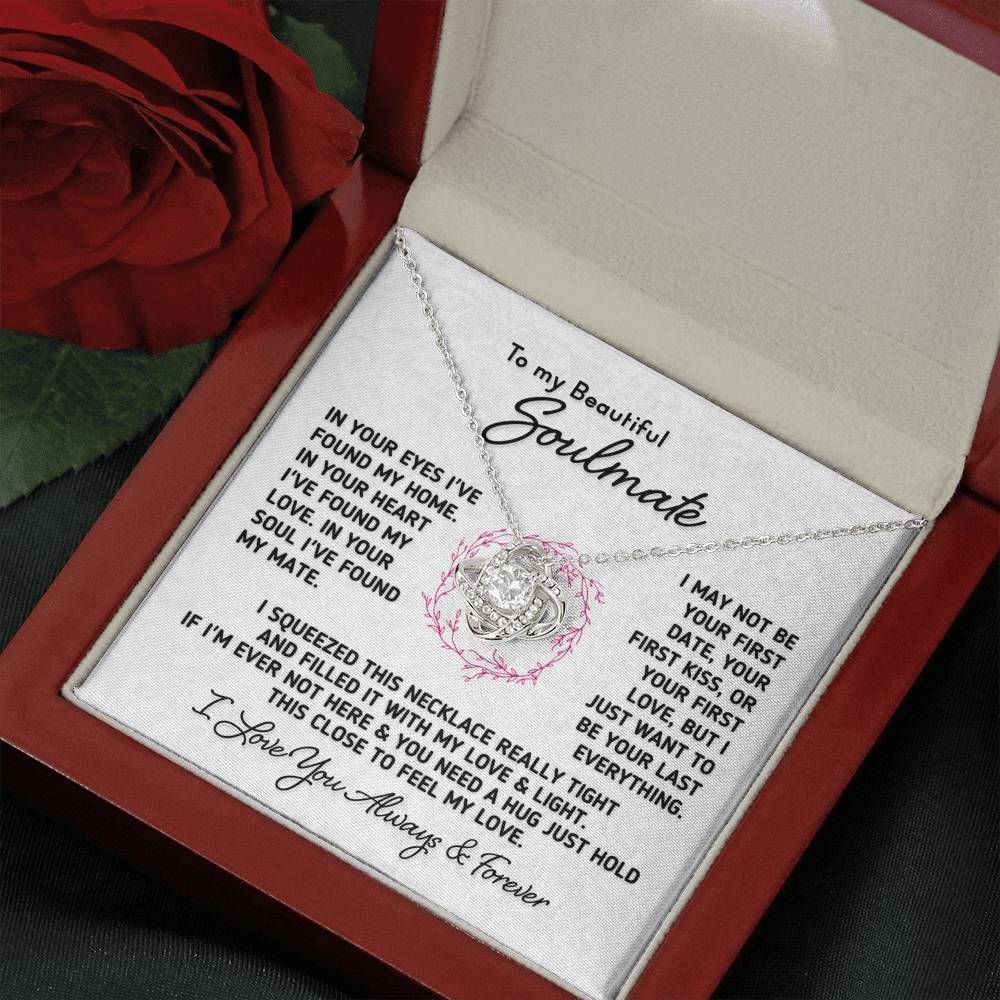 Gift for Soulmate "In Your Eyes I've Found My Home" Knot Necklace Jewelry