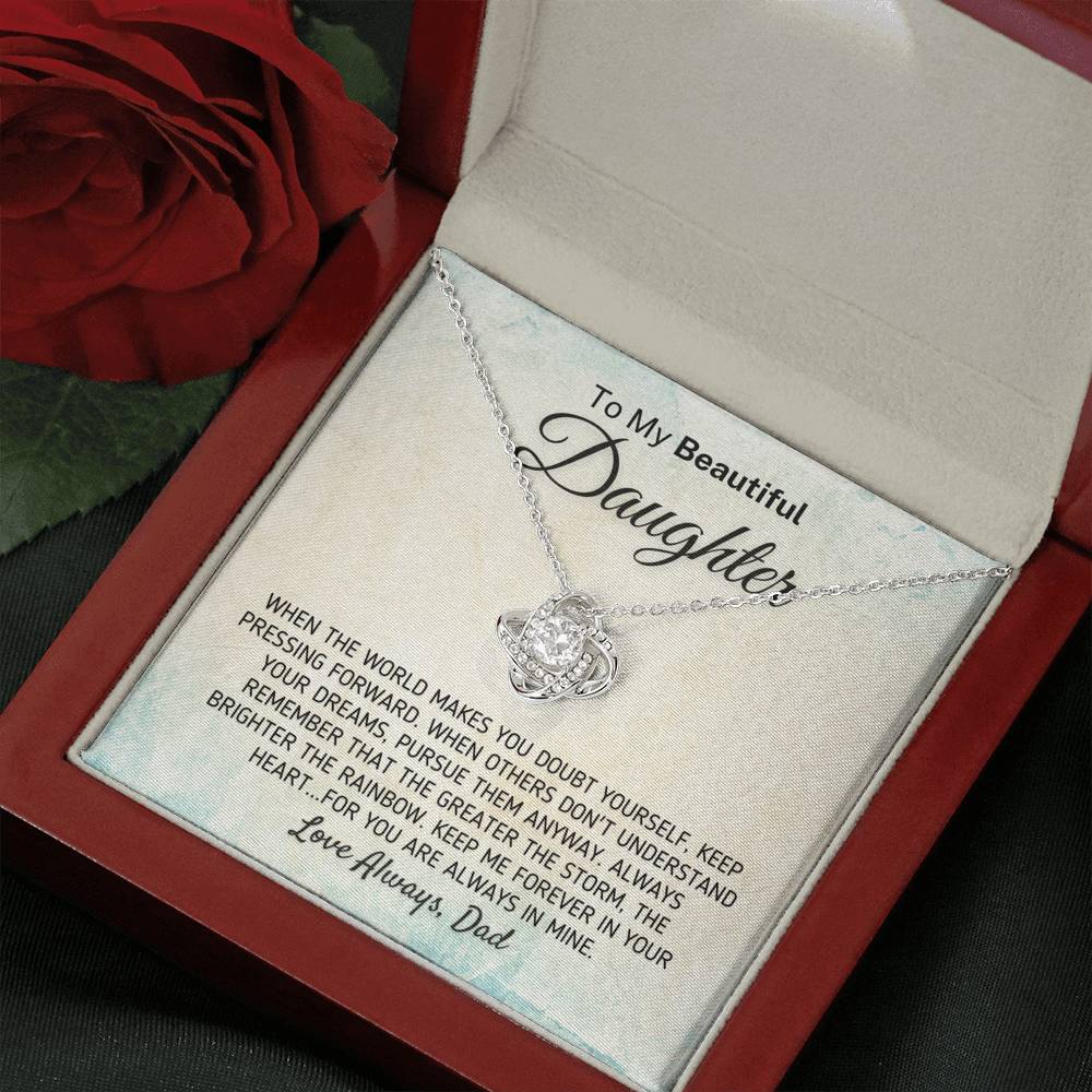 "To My Beautiful Daughter - The Greater The Storm" Love Dad Necklace (0114) Jewelry