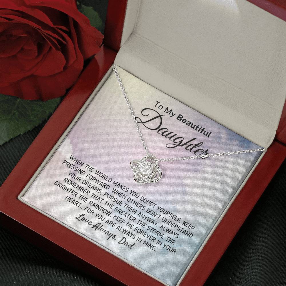 "To My Beautiful Daughter - The Greater The Storm" Love Dad Necklace (0110) Jewelry