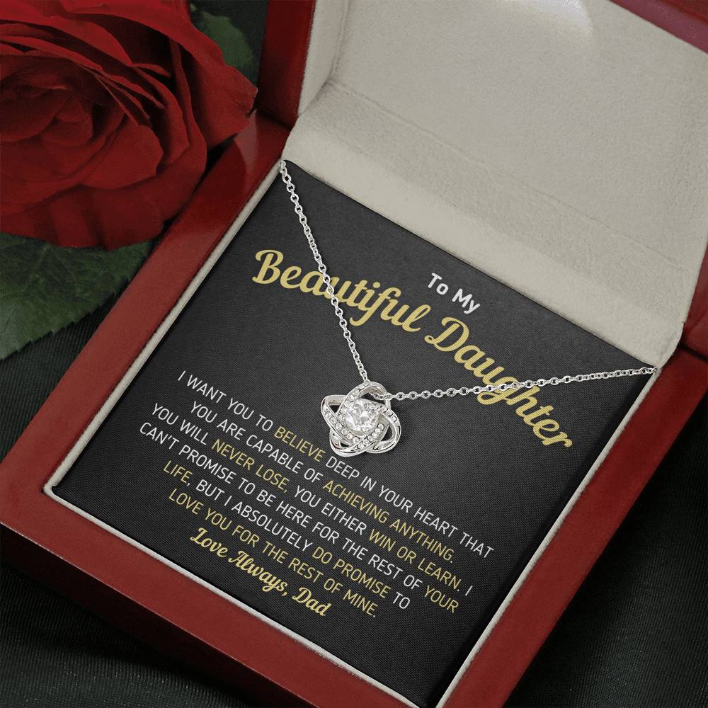 "To My Beautiful Daughter - Love You For The Rest Of Mine" Knot Necklace Jewelry