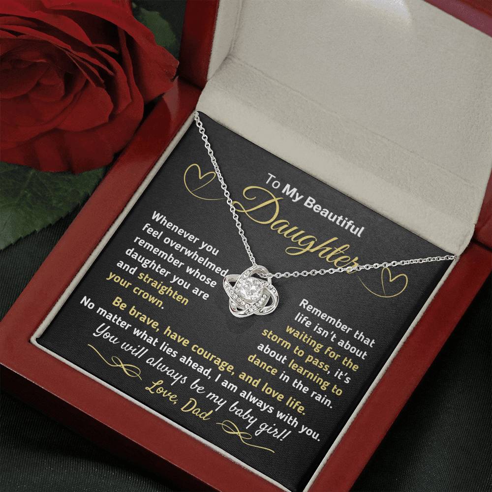 Gift for Daughter From Dad - "Straighten Your Crown" Knot Necklace Jewelry