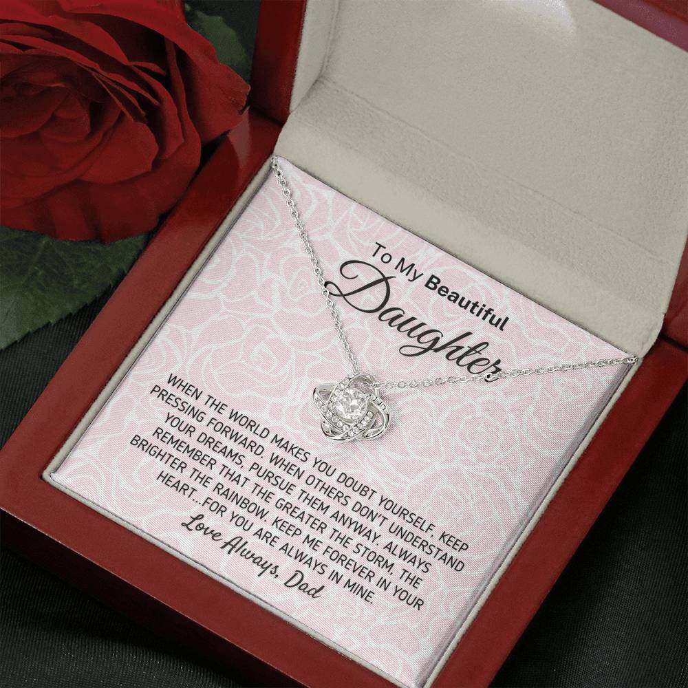 "To My Beautiful Daughter - The Greater The Storm" Love Dad Necklace (0117) Jewelry