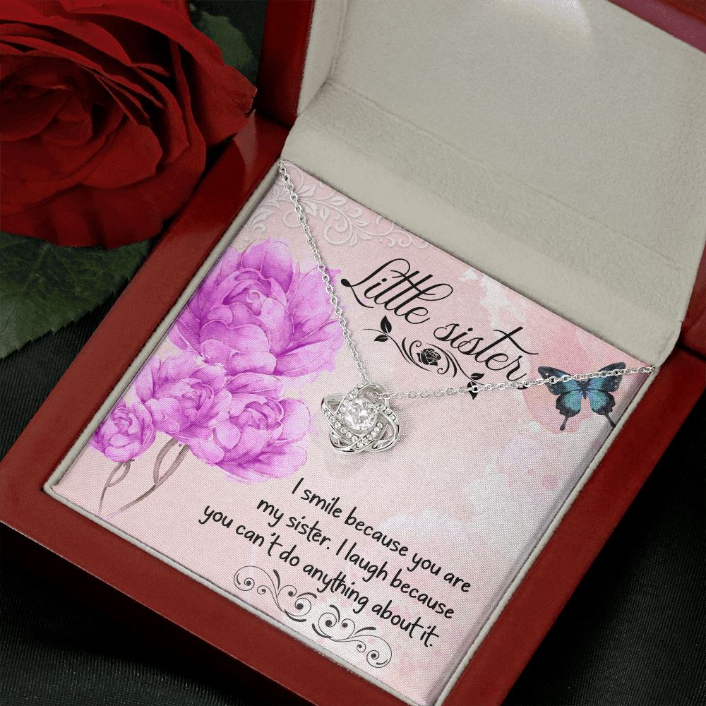 Funny Birthday Gift for Little Sister "I Smile Because You Are My Sister" Necklace Jewelry