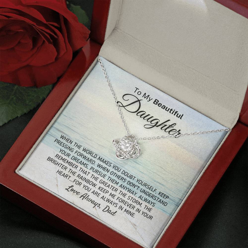 "To My Beautiful Daughter - The Greater The Storm" Love Dad Necklace (0116) Jewelry