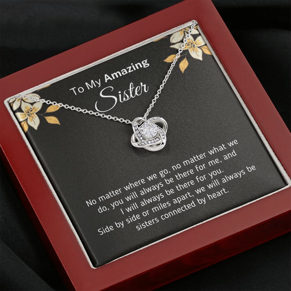 Beautiful "I Will Always Be There Necklace" For Sister Jewelry Mahogany Style Luxury Box (w/LED)