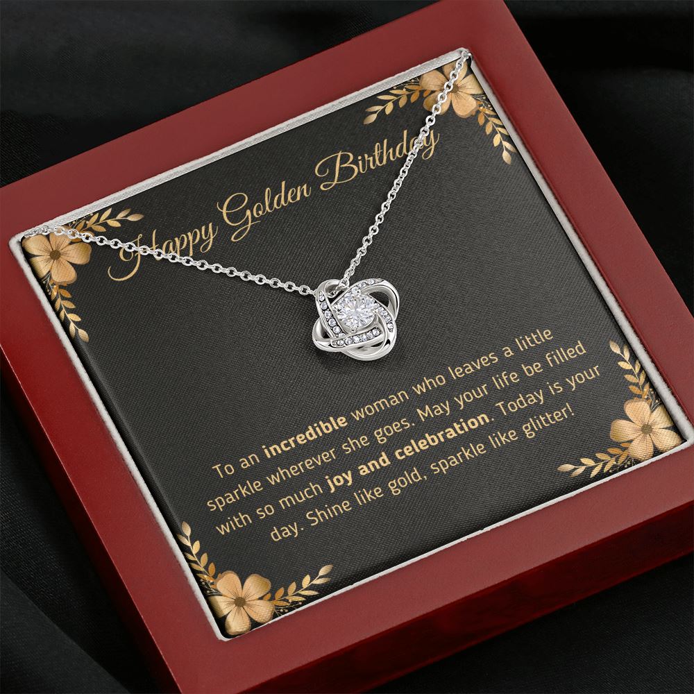 Happy Golden Birthday "Joy and Celebration" Necklace Jewelry Mahogany Style Luxury Box