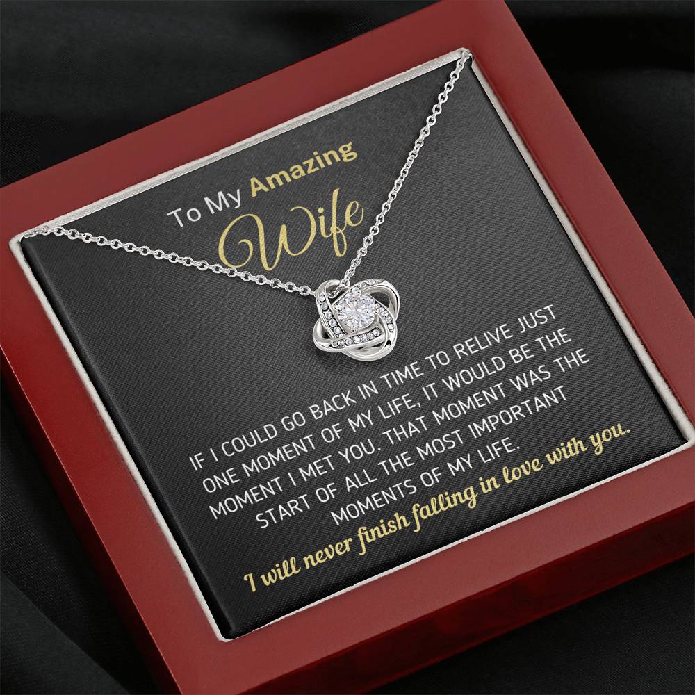 "To My Amazing Wife - The Moment I Met You" Necklace (0079) Jewelry Mahogany Style Luxury Box