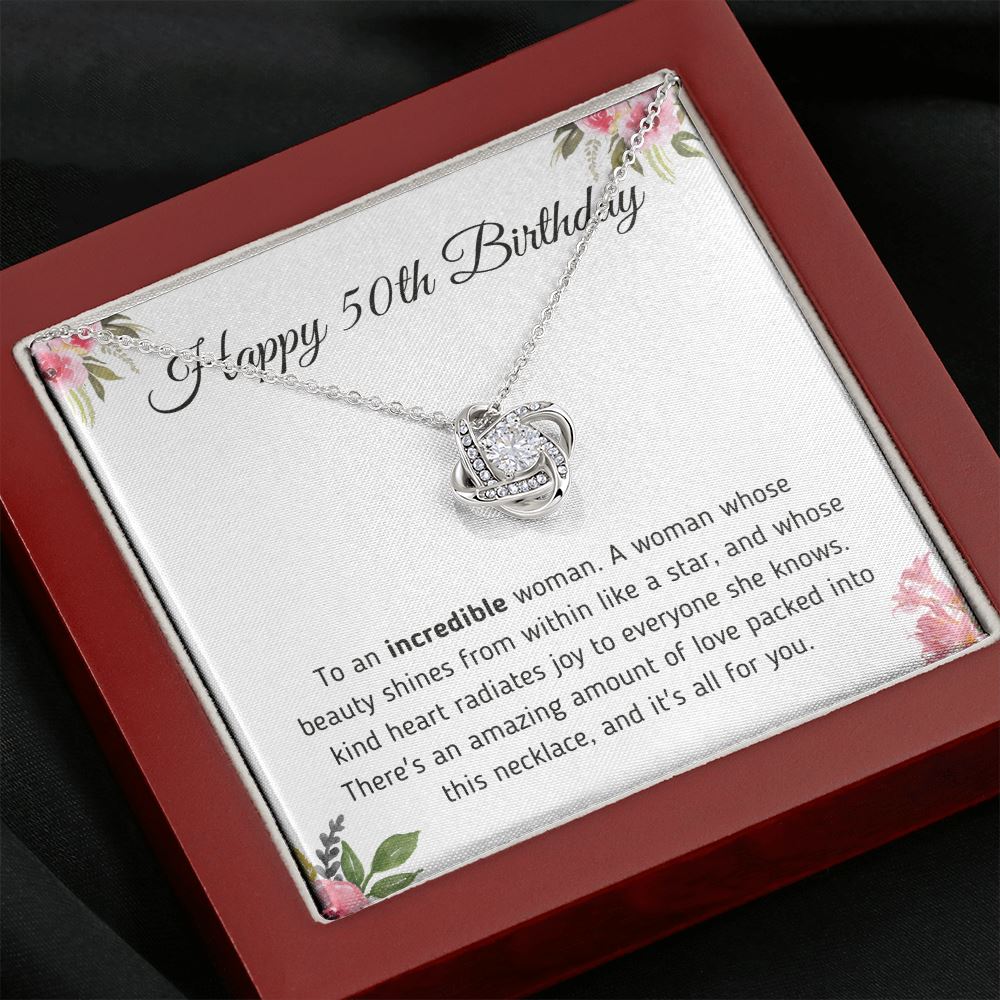 Happy 50th Birthday Gift - Necklace and Message Card Jewelry