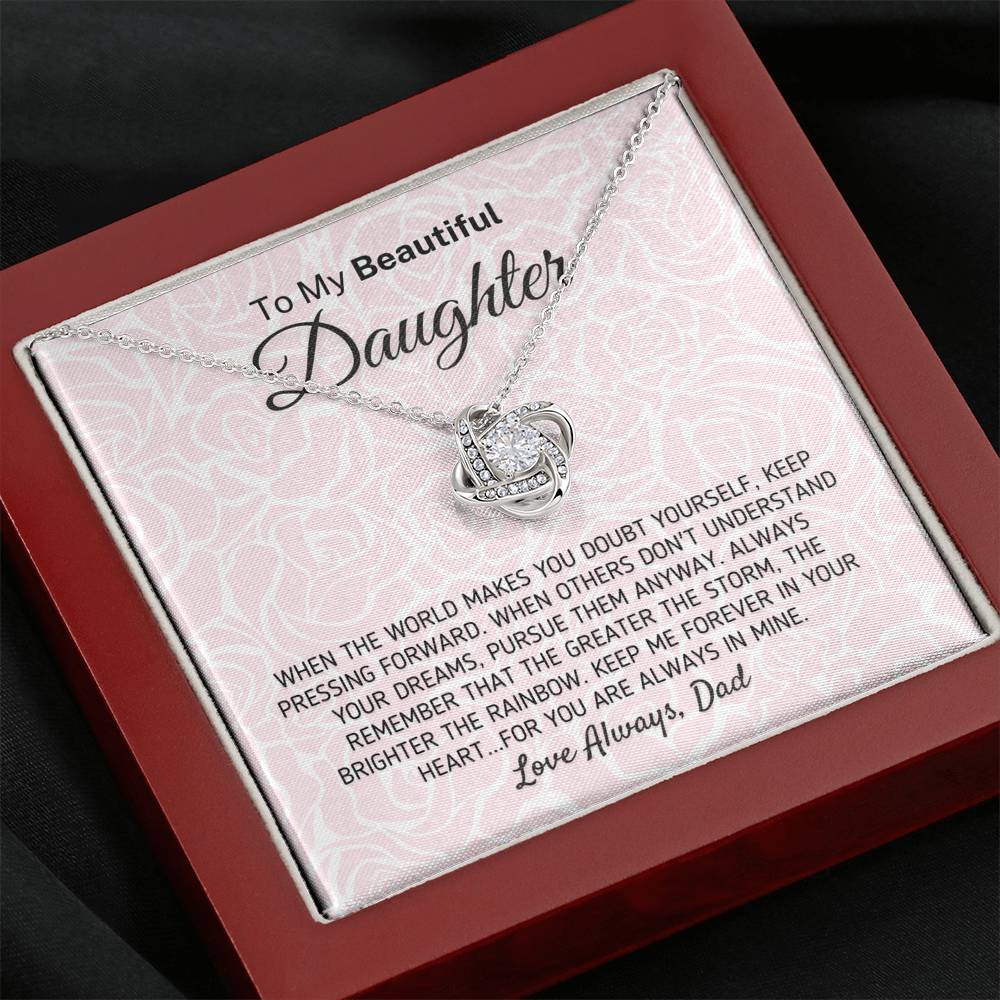 "To My Beautiful Daughter - The Greater The Storm" Love Dad Necklace (0117) Jewelry