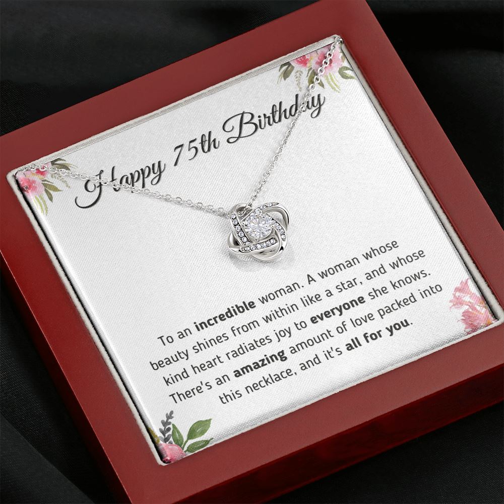 Happy 75th Birthday Gift - Necklace and Message Card Jewelry